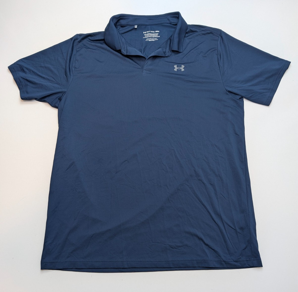 Under Armour The Performance Polo Loose Mens 3XLT Solid Blue Stretch Golf